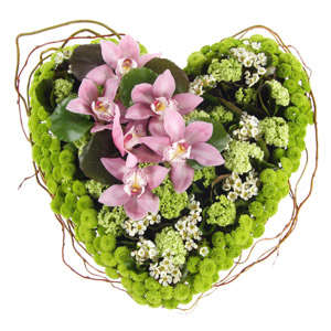 Funeral Heart of Orchids and Mums