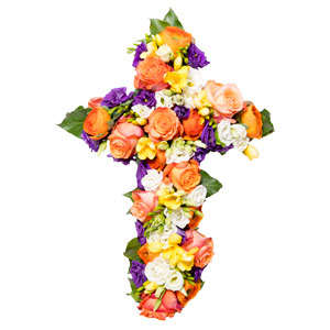 Croce di fiori misti