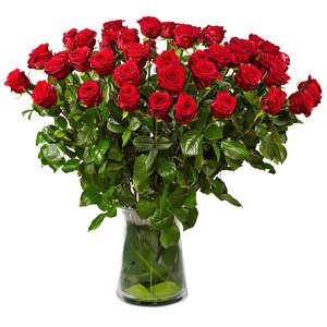 Bouquet 50 rose rosse